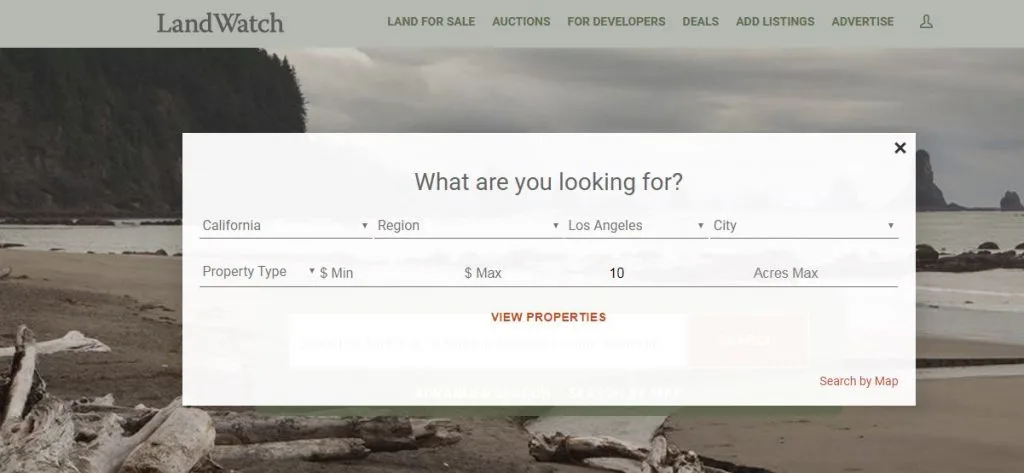 Searching for Property using LandWatch