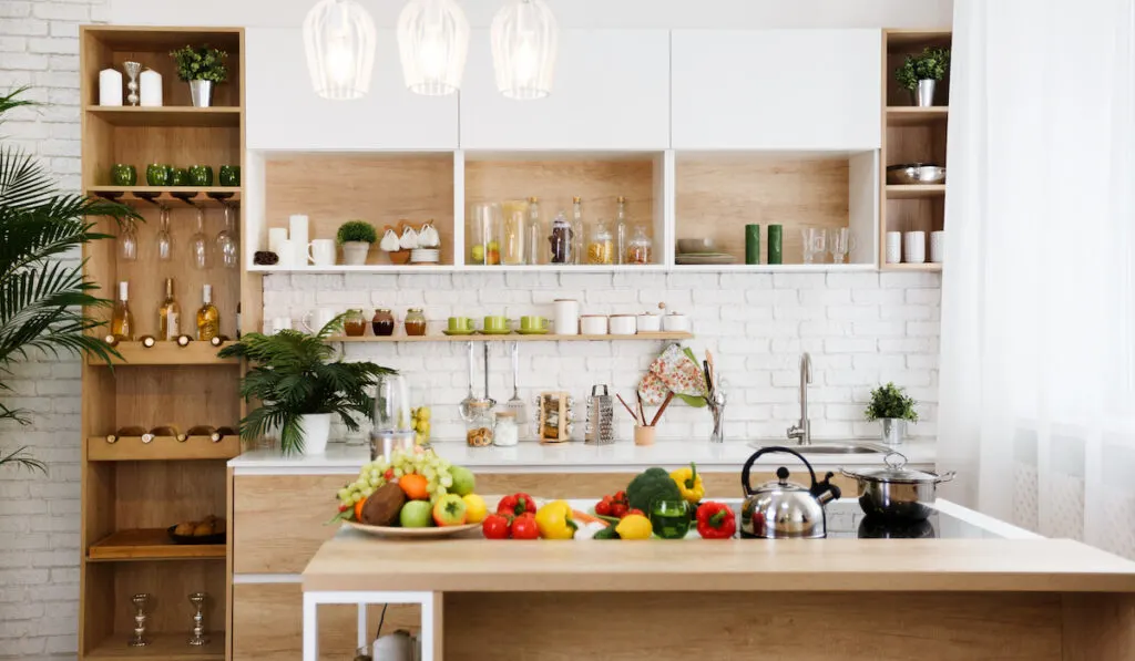 wooden kitchen with island