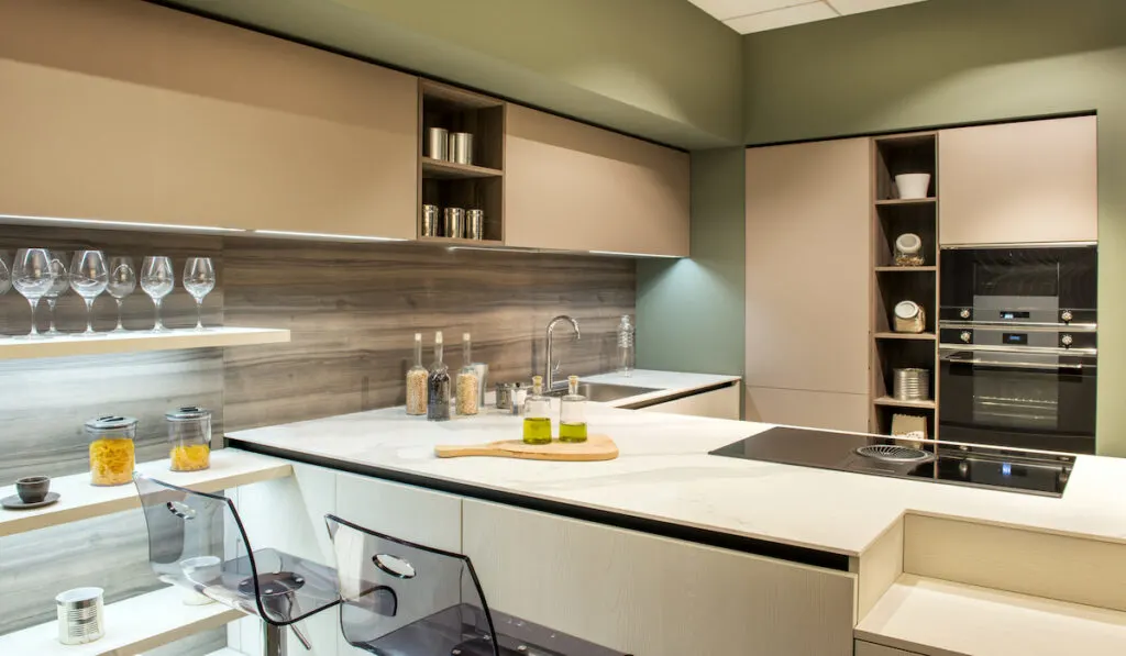 modern kitchen with bar