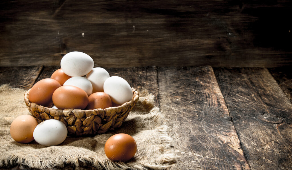 fresh eggs on basket