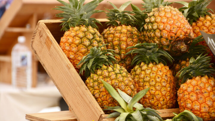 pineapples on rack