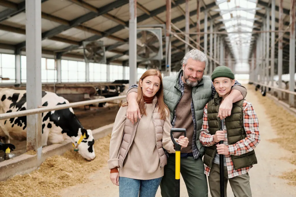 happy family in the cattle farm house 