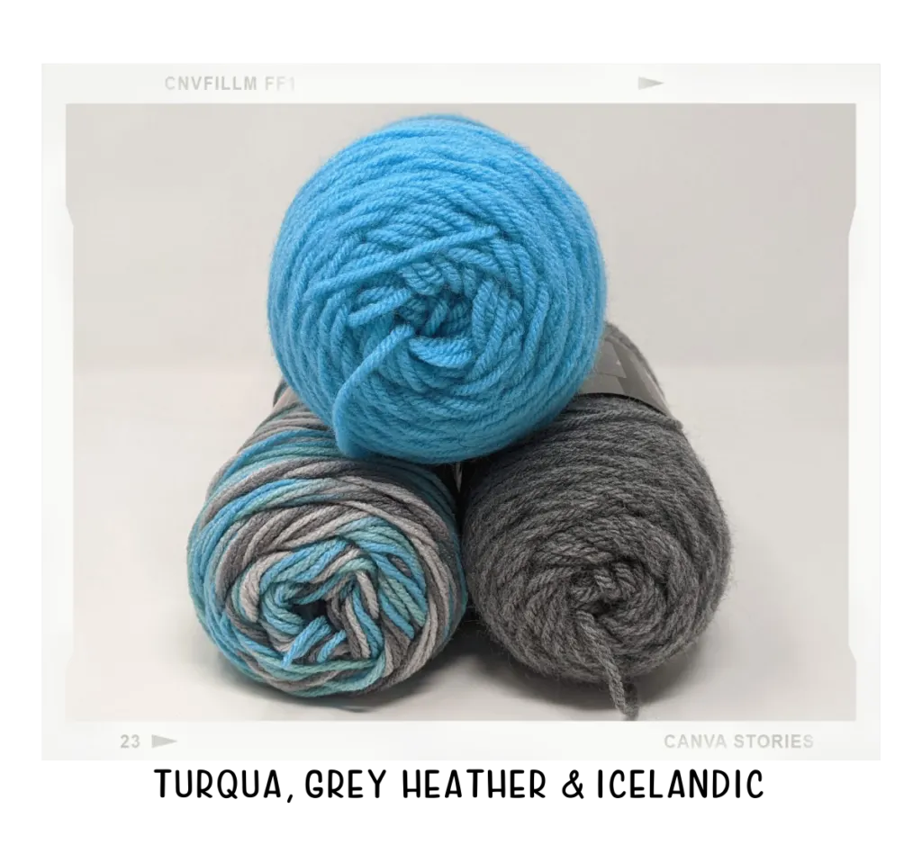 turqua yarn on top of icelandic and grey heather yarn