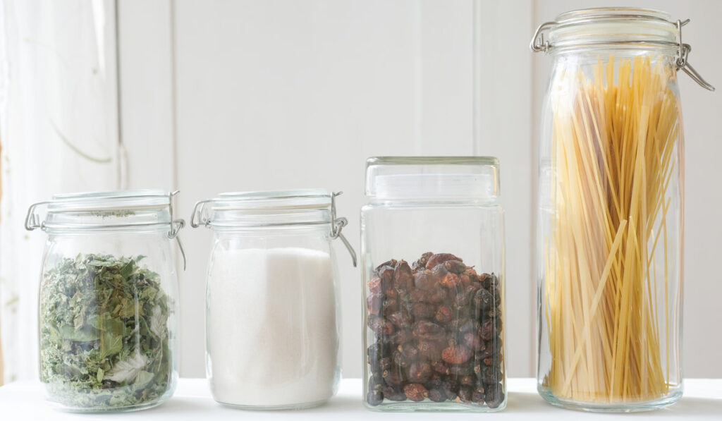 Airtight glass jars for kitchen storage