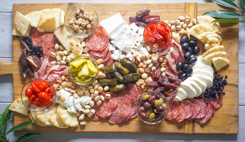 Cheese, Meat and Olive charcuterie board