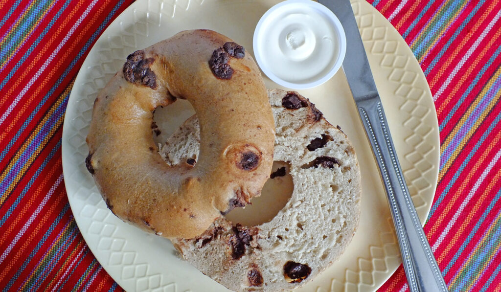 Chocolate Chip Bagel with Cream Cheese