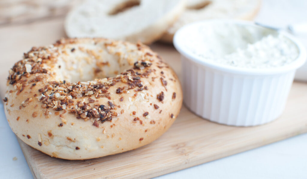 Cream cheese with garlic and herbs and bagels