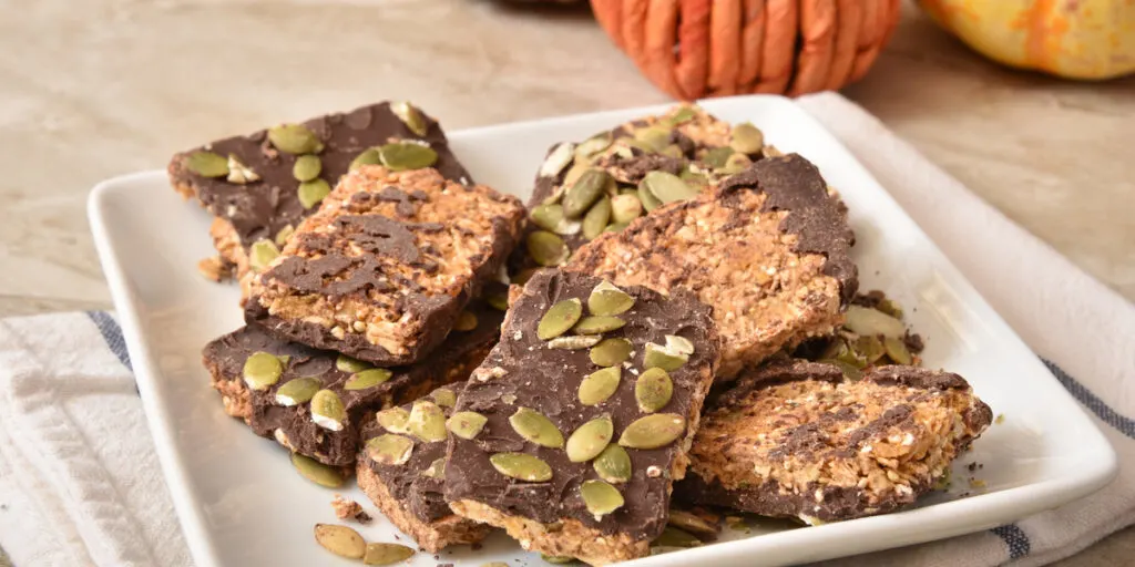 Gourmet chocolate dipped pumpkin spice granola bars