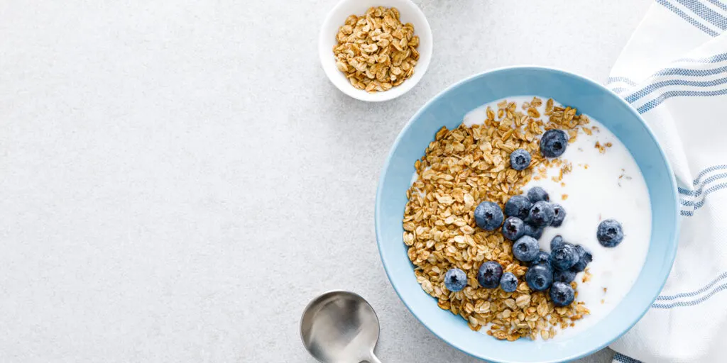 Granola with yogurt and blueberry