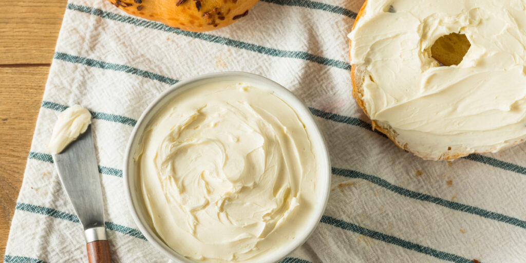 Homemade Low Fat Cream Cheese Spread in a Bowl