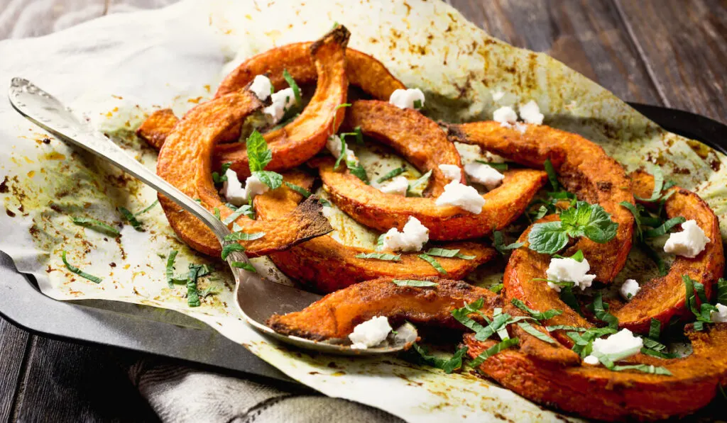 Roasted pumpkin with addition aromatic herbs 