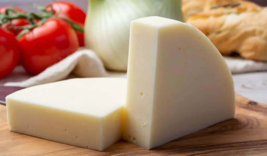 production of Toma cheese, man holding a whole wheel of toma cheese 