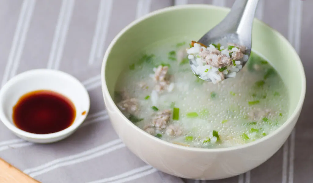 A bowl of rice soup