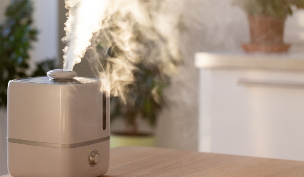 Air humidifier on the table at home
