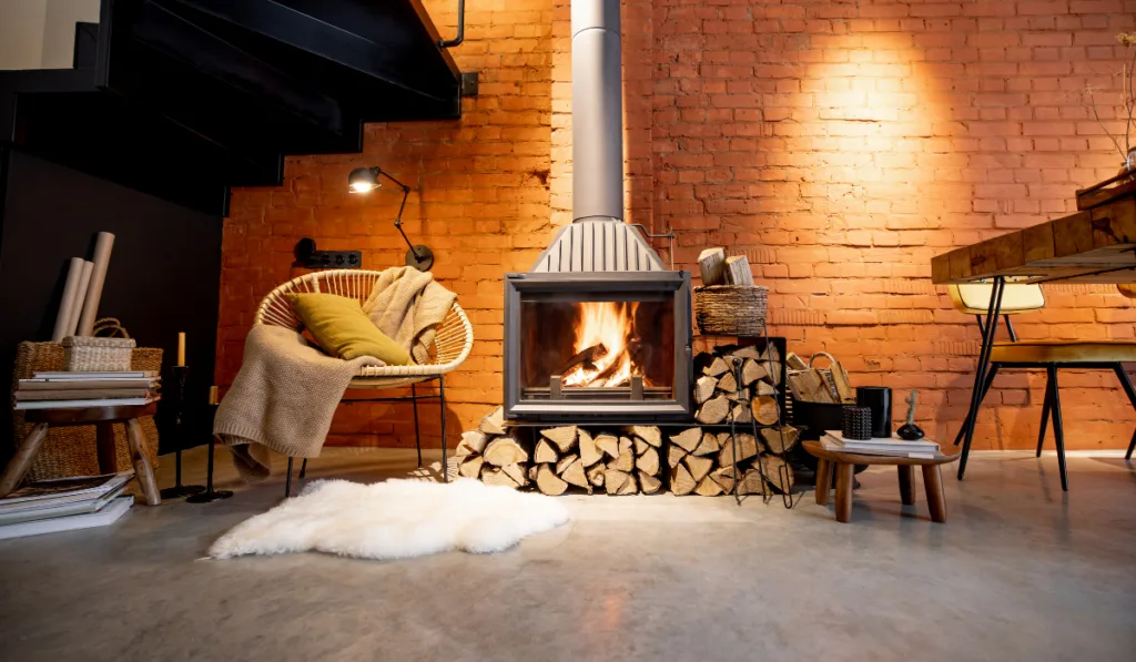 cozy ambience with wood burning stove 