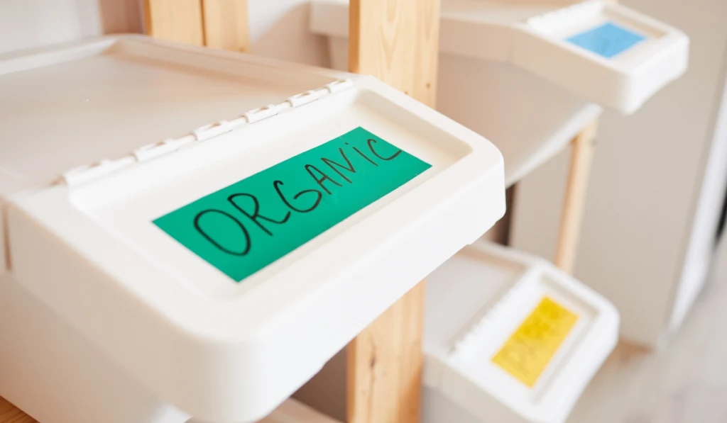 Close up background image of plastic bin