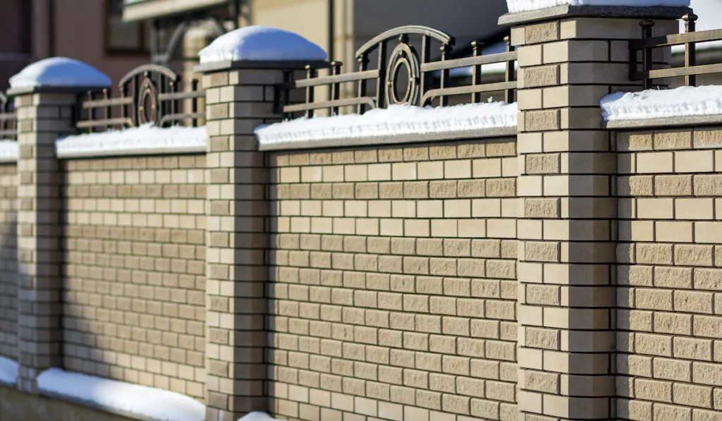 Concrete fence during winter 