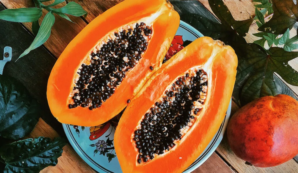 Fresh sliced papaya on a plate 