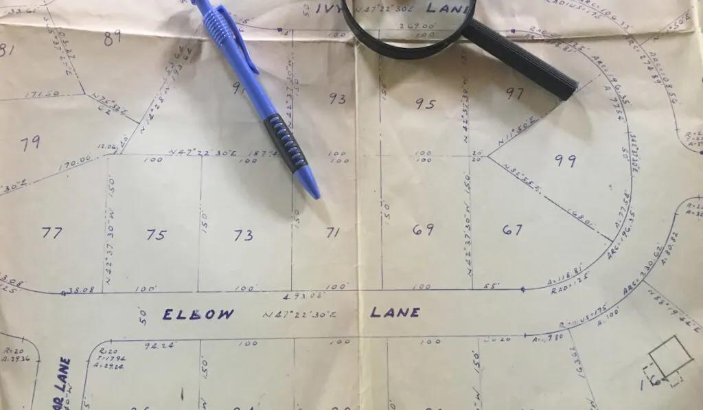 Map of neighborhood property lines