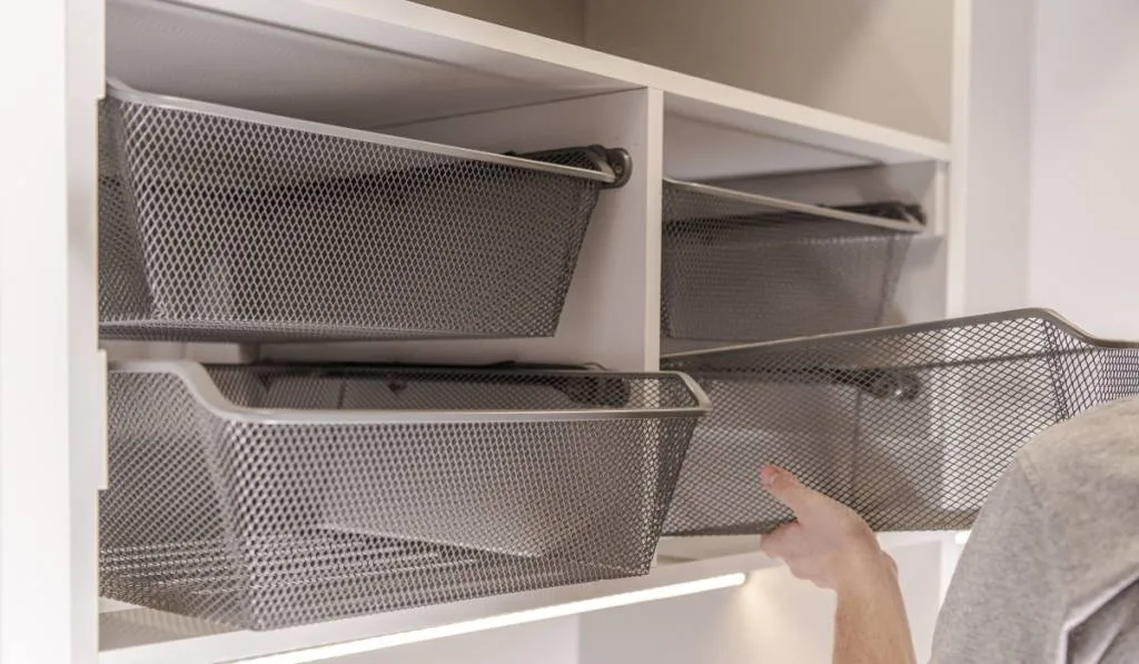 Storage Wire Baskets In Closet