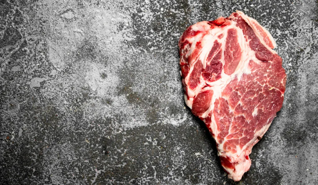 fresh Raw beef steak on black background