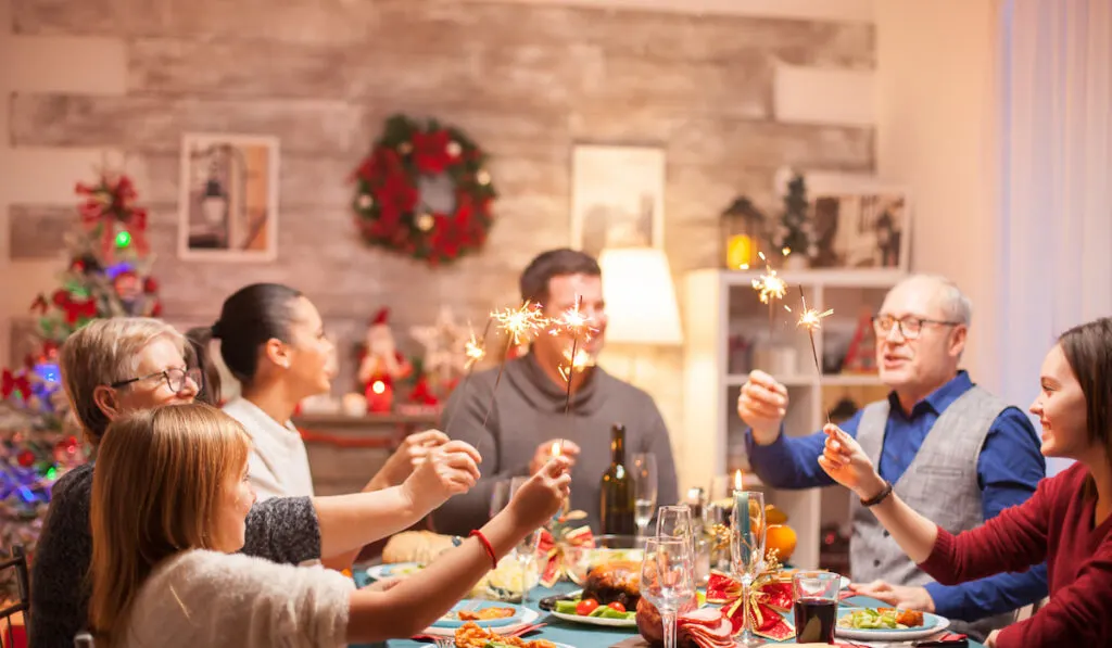 happy family celebrating new year together 