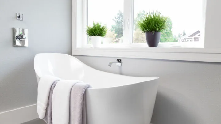 Bathtub in master bathroom in new luxury home