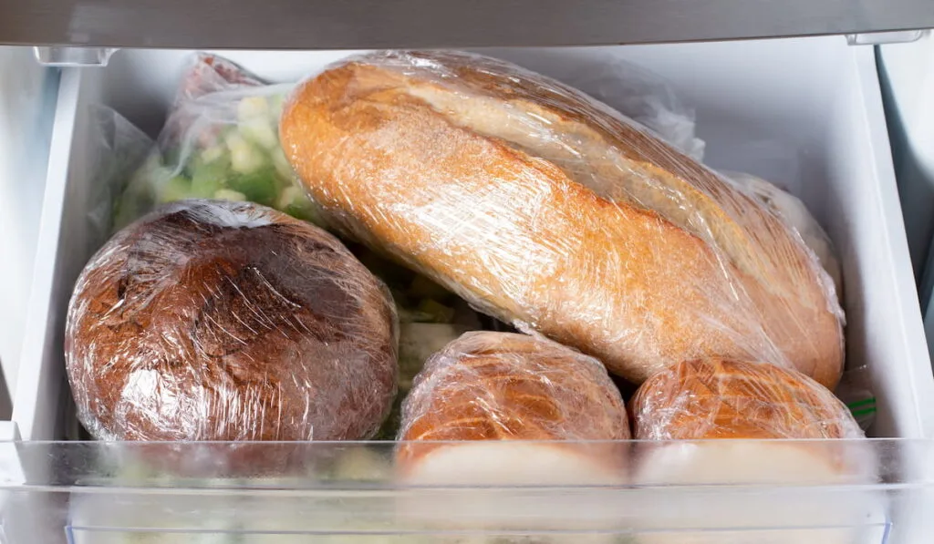 Frozen bread in the home freezer