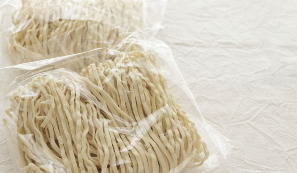 Japanese dried Ramen noodles in plastic bag for instant food ingredient
