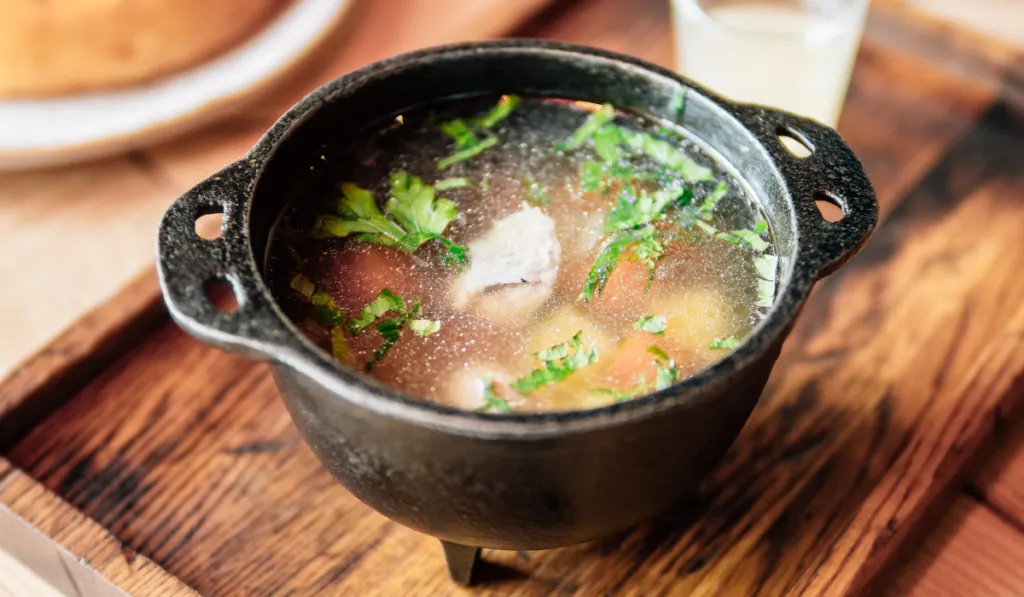 Homemade chicken bouillon or broth