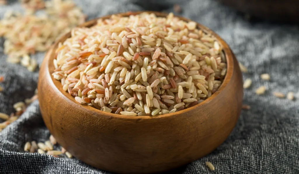 Raw Organic Volcano Brown Rice in a Bowl

