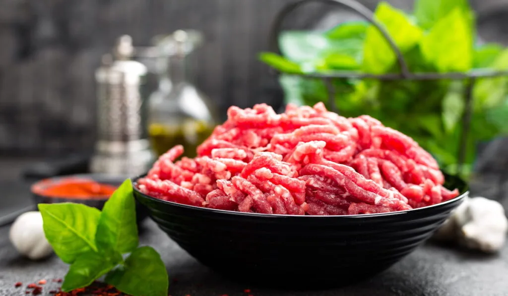 Raw ground beef meat