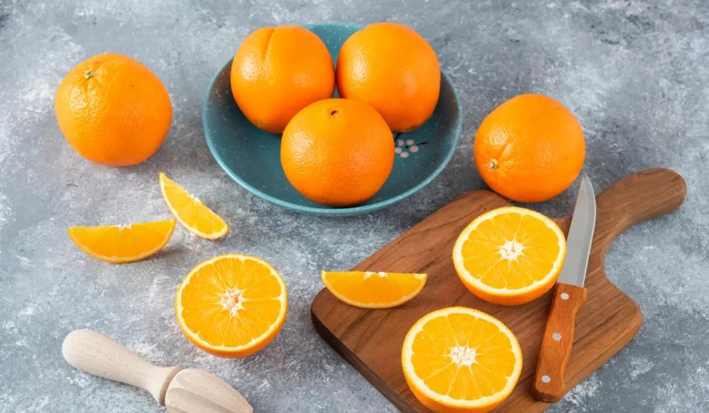 Sliced orange fruits