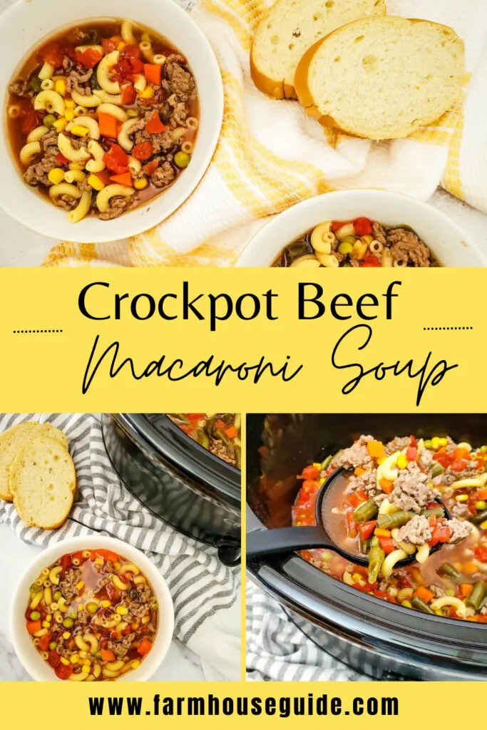 Pinterest Pin Crockpot Beef Macaroni Soup Recipe