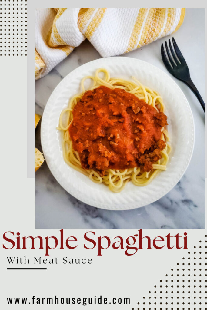 Pinterest Pin Ingredients Simple Spaghetti with Meat Sauce