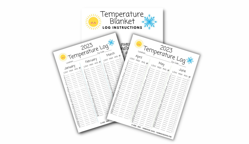 Sample pages of 2023 Temperature blanket planner