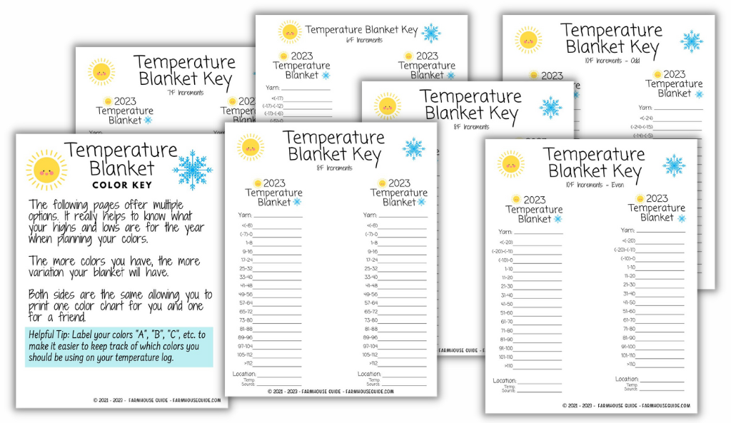 Sample pages of Temperature Blanket Key