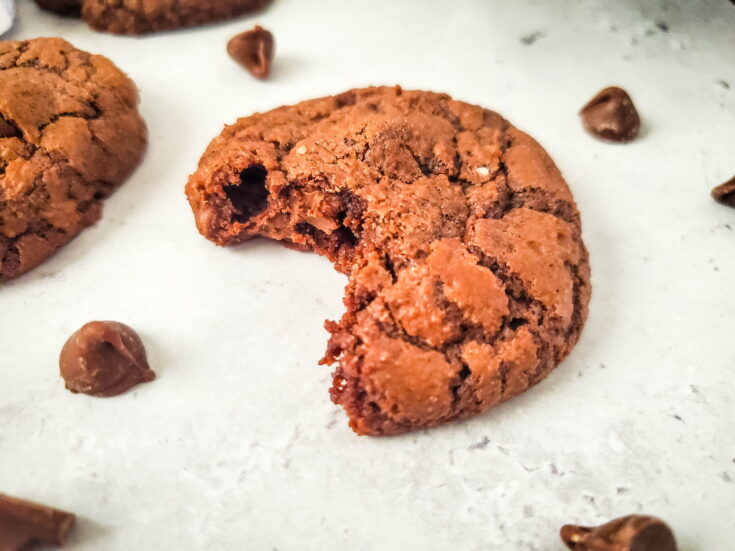 Brownie Mix Cookies on a parchment paper scaled