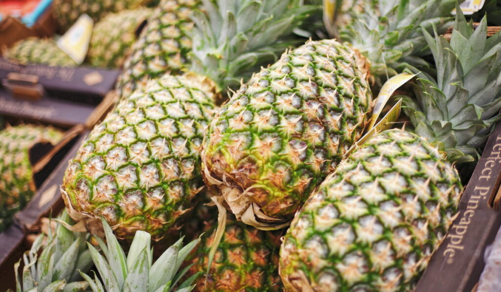 Pineapple in a grocery store