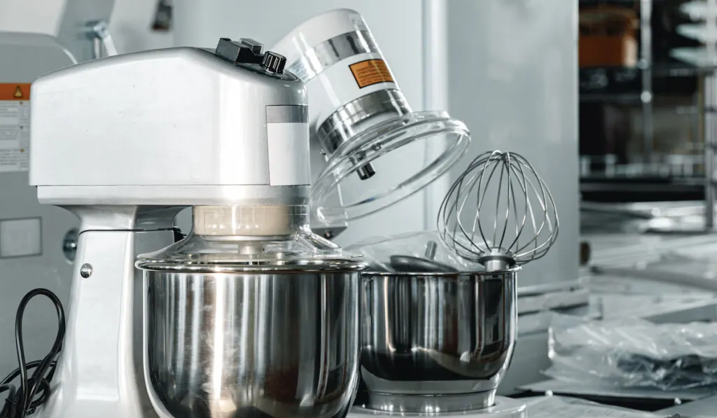 Industrial mixers on kitchen counter 