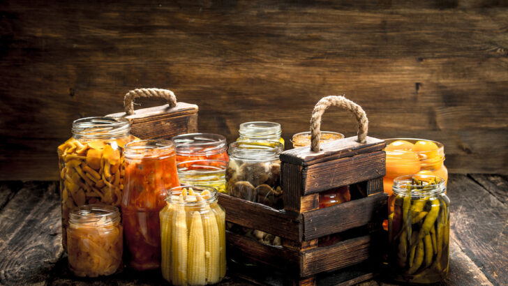 different vegetables canned to preserve them