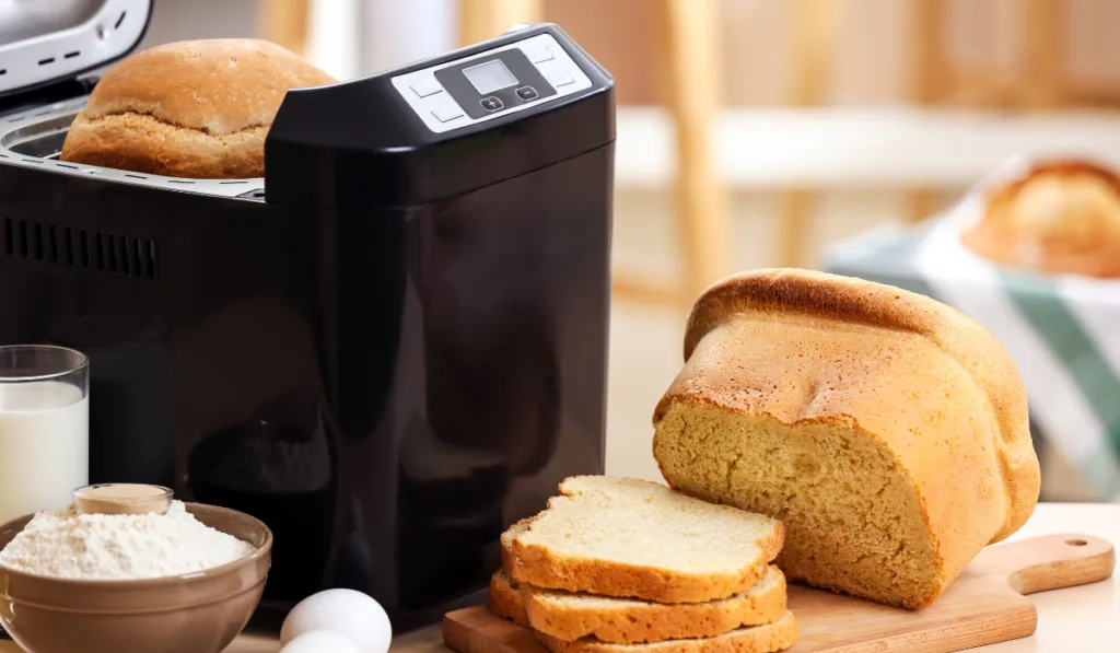 freshly baked bread using a bread machine